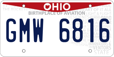 OH license plate GMW6816