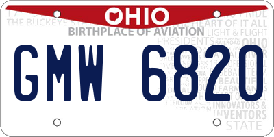 OH license plate GMW6820