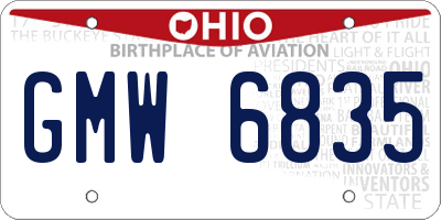 OH license plate GMW6835