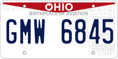 OH license plate GMW6845