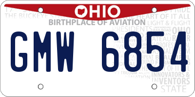 OH license plate GMW6854