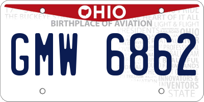 OH license plate GMW6862