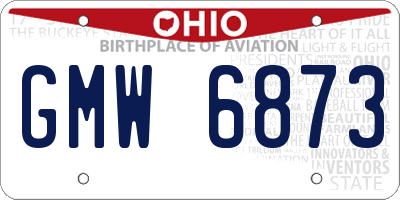 OH license plate GMW6873