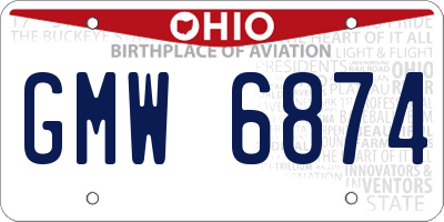OH license plate GMW6874