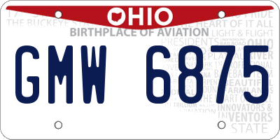 OH license plate GMW6875