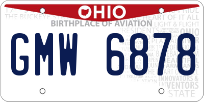 OH license plate GMW6878