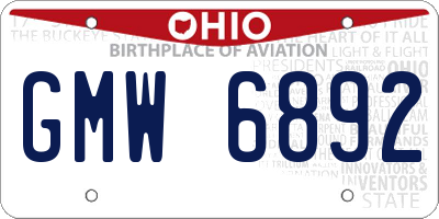 OH license plate GMW6892