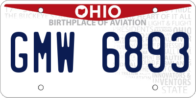 OH license plate GMW6893