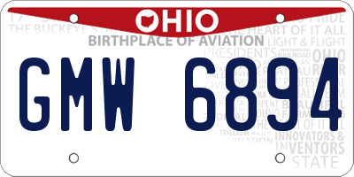 OH license plate GMW6894