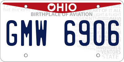 OH license plate GMW6906