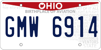 OH license plate GMW6914