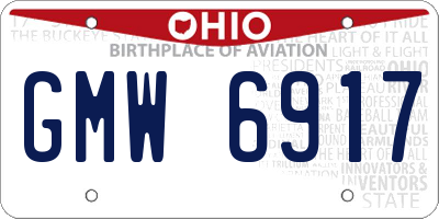 OH license plate GMW6917