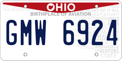 OH license plate GMW6924