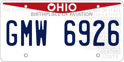 OH license plate GMW6926