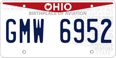 OH license plate GMW6952