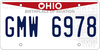 OH license plate GMW6978