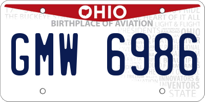 OH license plate GMW6986
