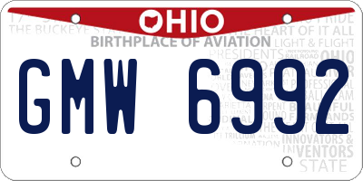 OH license plate GMW6992
