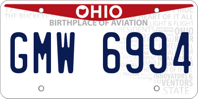 OH license plate GMW6994