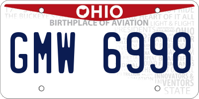OH license plate GMW6998