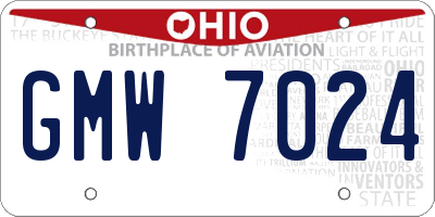 OH license plate GMW7024