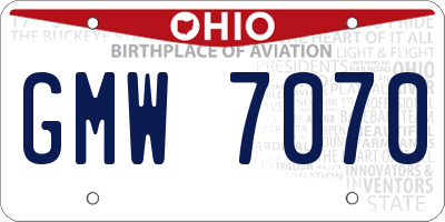 OH license plate GMW7070