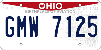 OH license plate GMW7125