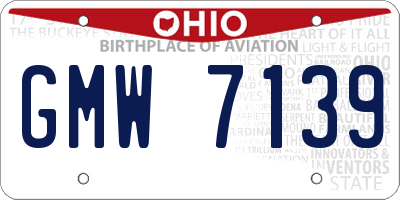 OH license plate GMW7139
