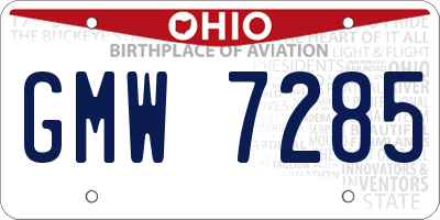 OH license plate GMW7285