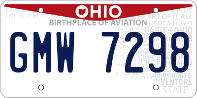OH license plate GMW7298