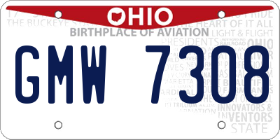 OH license plate GMW7308