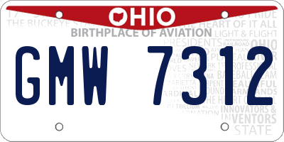 OH license plate GMW7312
