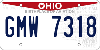 OH license plate GMW7318