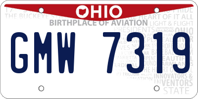 OH license plate GMW7319