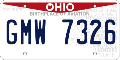 OH license plate GMW7326