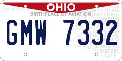 OH license plate GMW7332