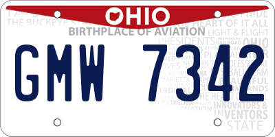OH license plate GMW7342
