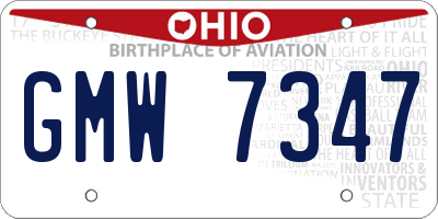 OH license plate GMW7347