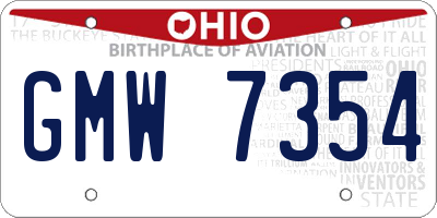 OH license plate GMW7354