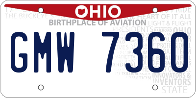 OH license plate GMW7360