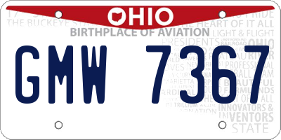 OH license plate GMW7367