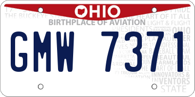 OH license plate GMW7371