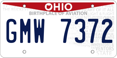 OH license plate GMW7372