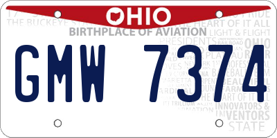 OH license plate GMW7374