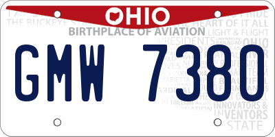 OH license plate GMW7380
