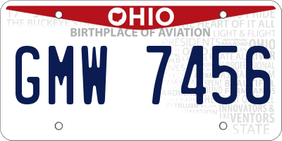 OH license plate GMW7456