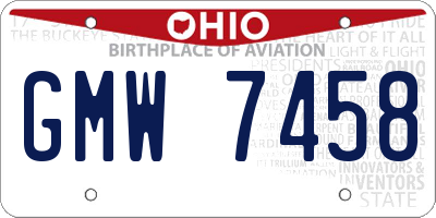 OH license plate GMW7458