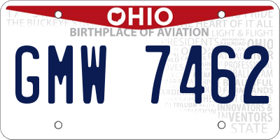 OH license plate GMW7462