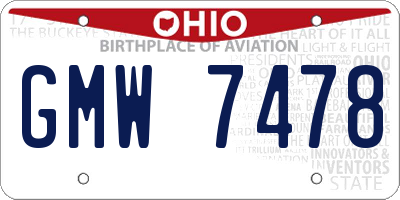 OH license plate GMW7478