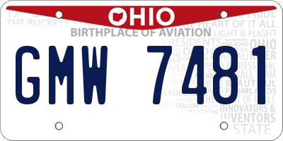 OH license plate GMW7481